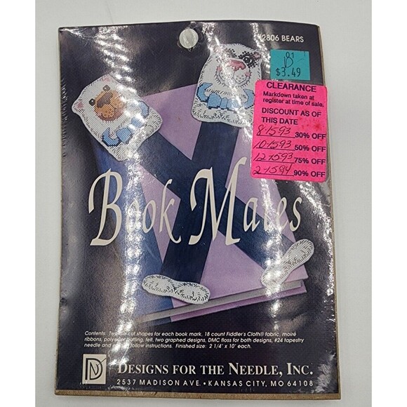 Designs for the Needle Cross Stich Lot of 4 Bears Mice Cat Fabric Boxes Bookmark - Picture 8 of 14